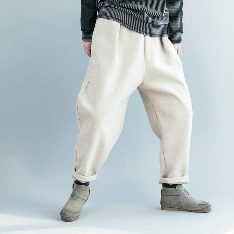 2022 Septembre Nouveau Pantalon Taille Élastique En Laine Épaisse Et Chaude