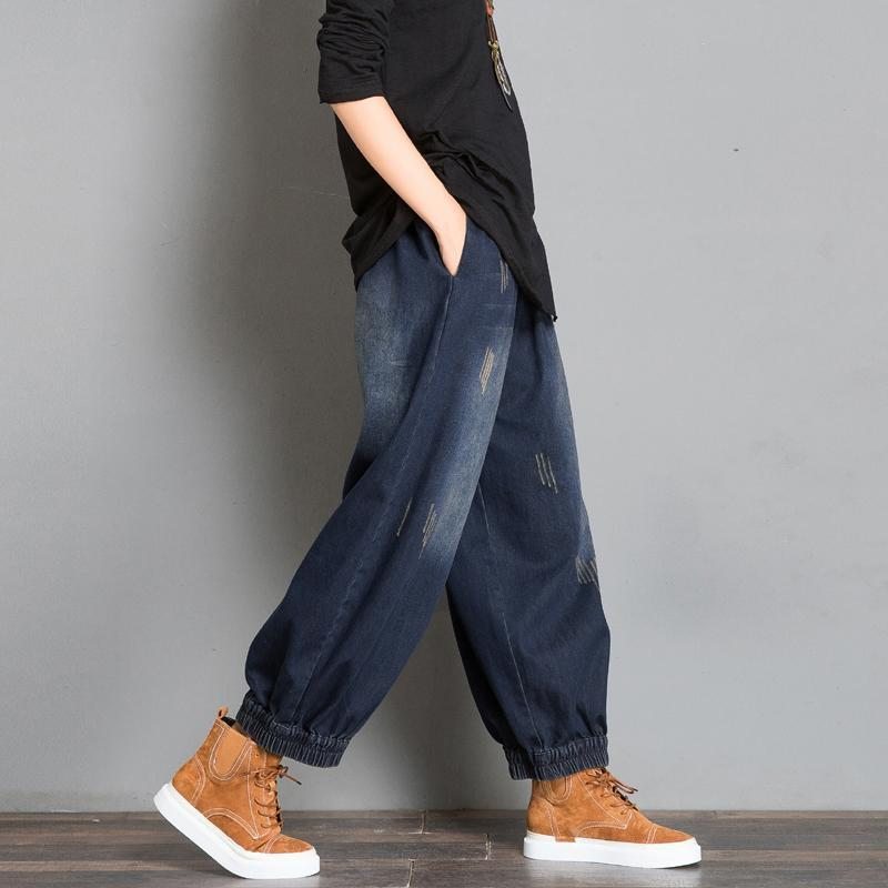 Automne Loose Casual Denim Pantalon Femme