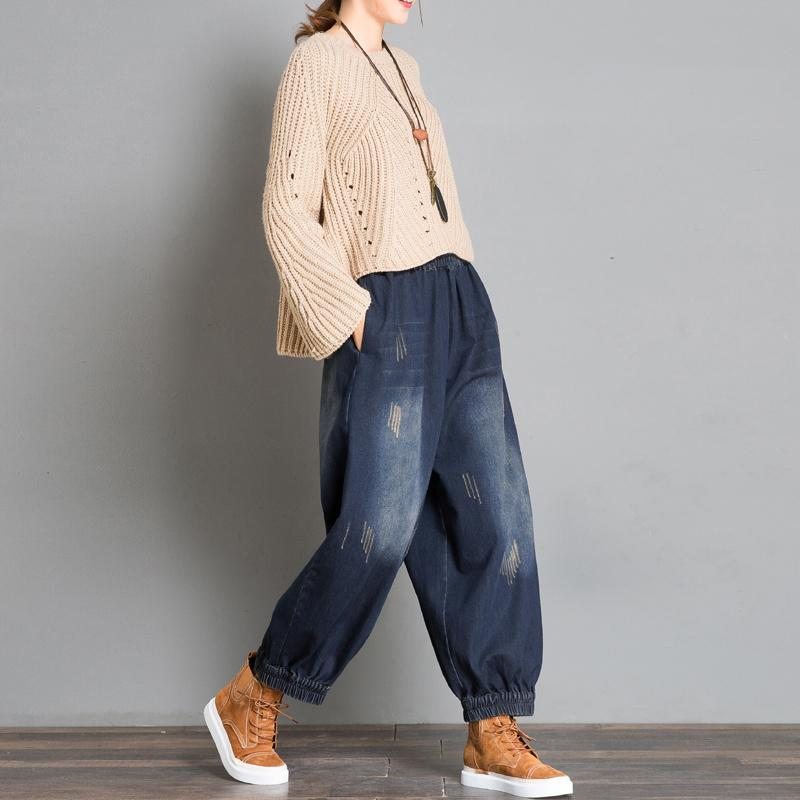 Automne Loose Casual Denim Pantalon Femme