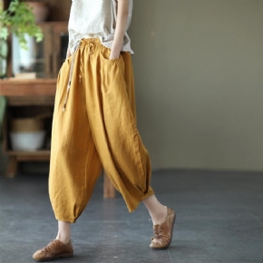 Bloomers Retro Summer Loose Coton Lin Pantalon