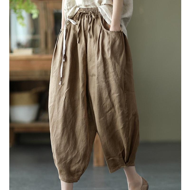 Bloomers Retro Summer Loose Coton Lin Pantalon