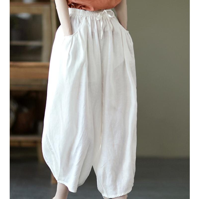 Bloomers Retro Summer Loose Coton Lin Pantalon