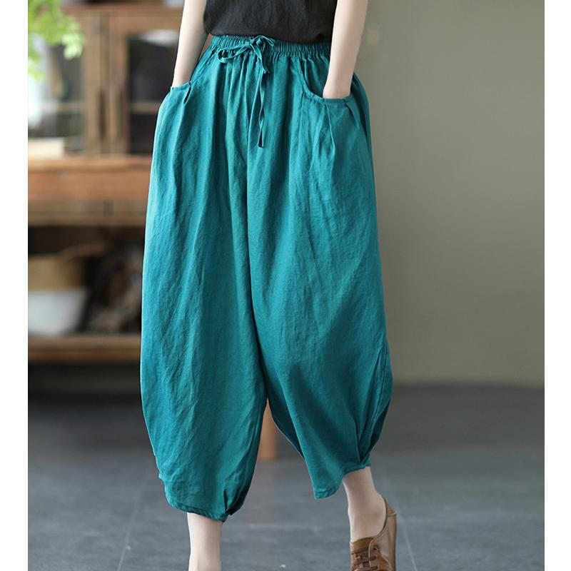 Bloomers Retro Summer Loose Coton Lin Pantalon