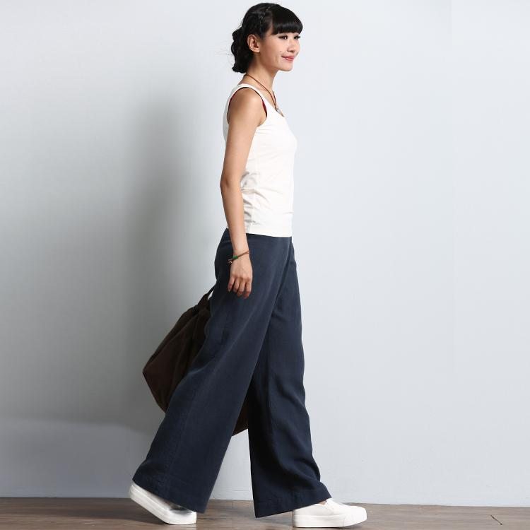 Femme Printemps Coton Et Lin Pantalon Décontracté Lâche Grande Taille