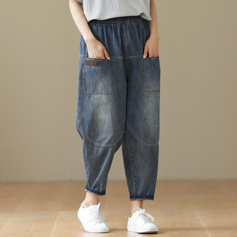 Jean En Denim De Coton Lâche Littéraire