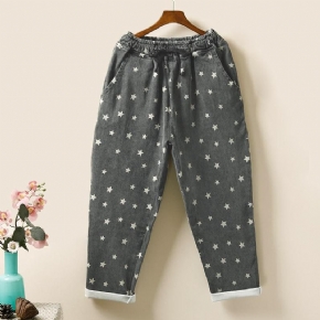 Pantalon Ample En Coton Imprimé Étoiles D'automne Grande Taille