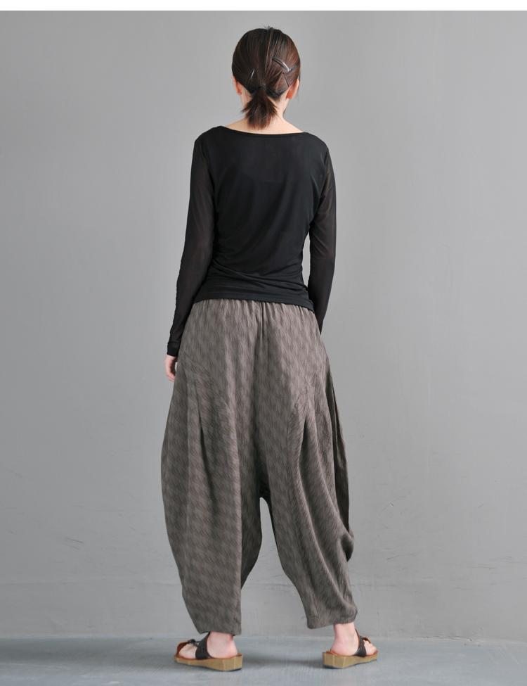 Pantalon Ample Décontracté En Coton Et Lin À Taille Élastique