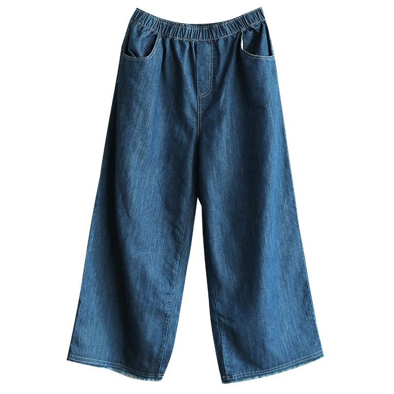 Pantalon Ample Décontracté En Denim À Jambes Larges