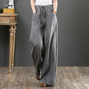 Pantalon Ample En Lin Taille Haute Taille Haute