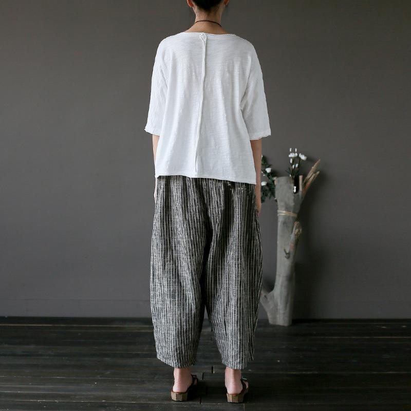 Pantalon Ample Vintage En Coton Et Lin