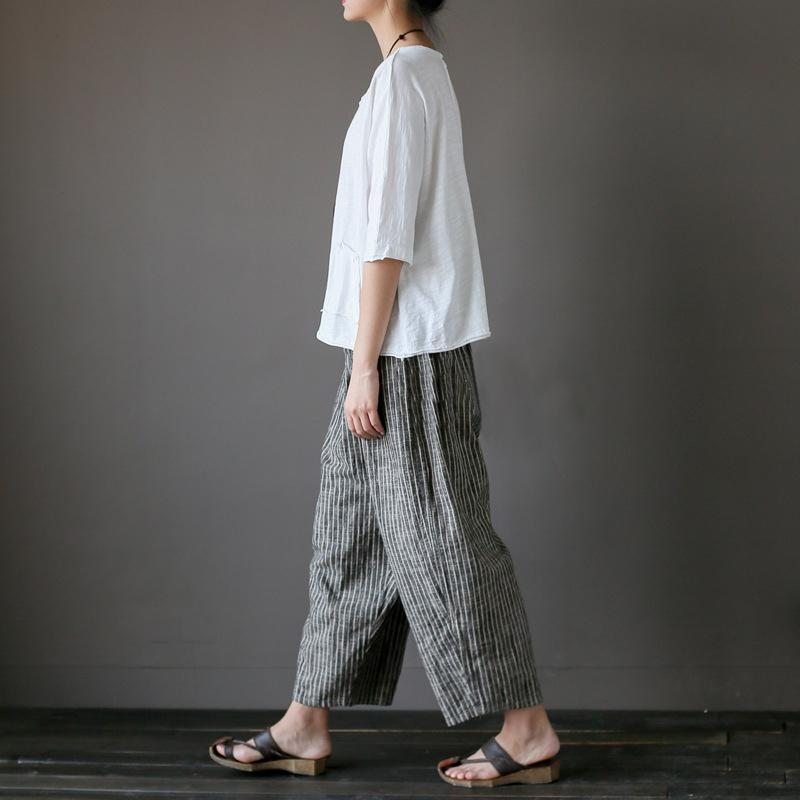 Pantalon Ample Vintage En Coton Et Lin