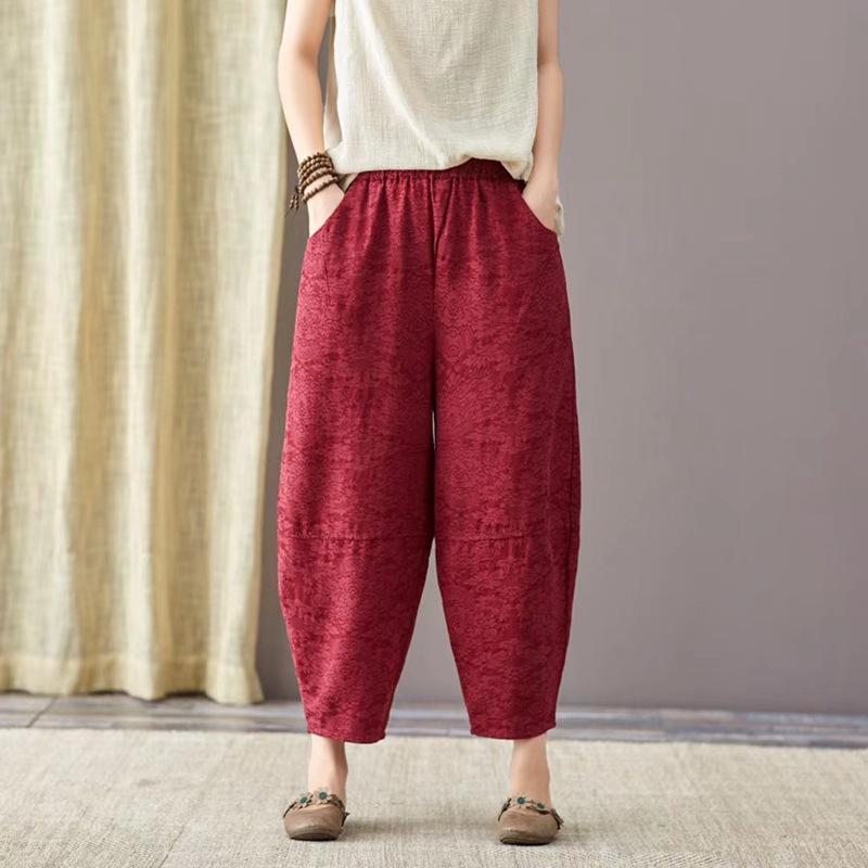 Pantalon En Coton Et Lin Ample Pour Femme Harem Rétro