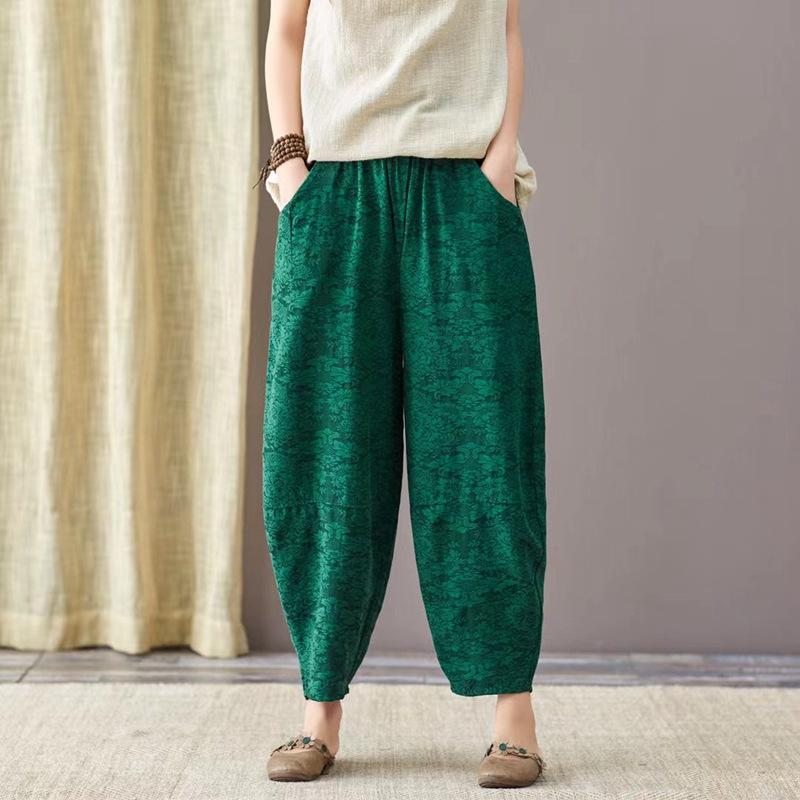 Pantalon En Coton Et Lin Ample Pour Femme Harem Rétro