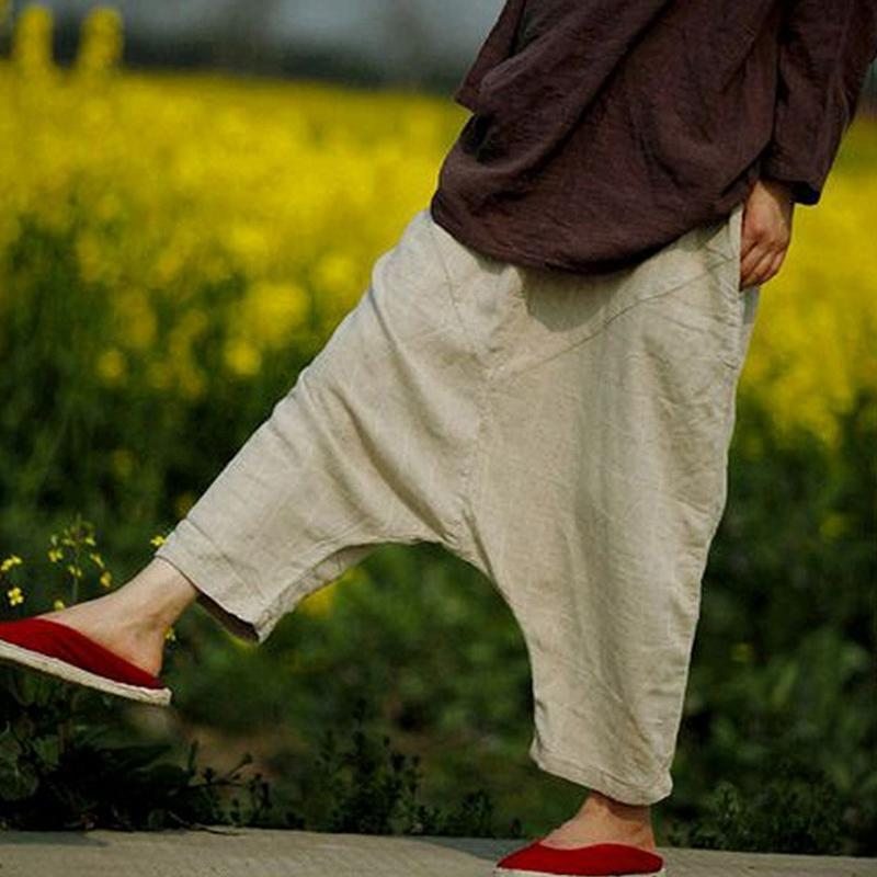 Pantalon Croisé En Lin Décontracté Pour Femme