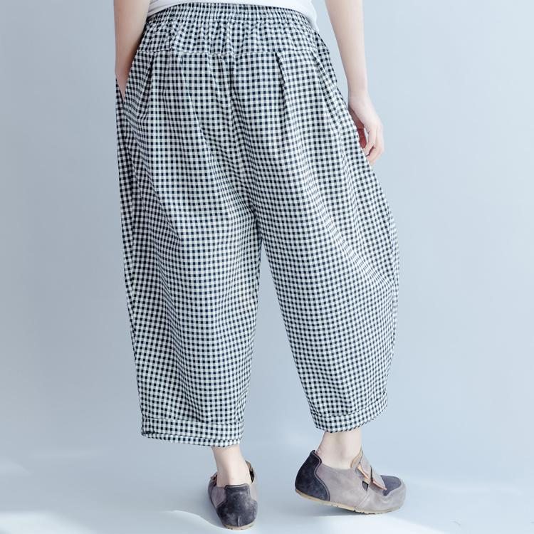 Pantalon Décontracté Ample À Carreaux Printemps-été