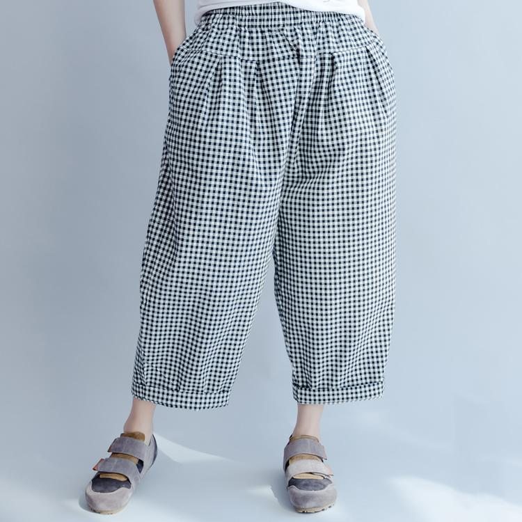 Pantalon Décontracté Ample À Carreaux Printemps-été