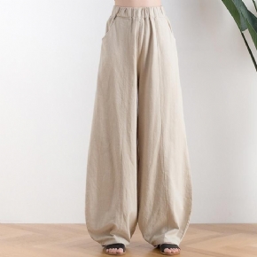 Pantalon Décontracté En Coton Et Lin