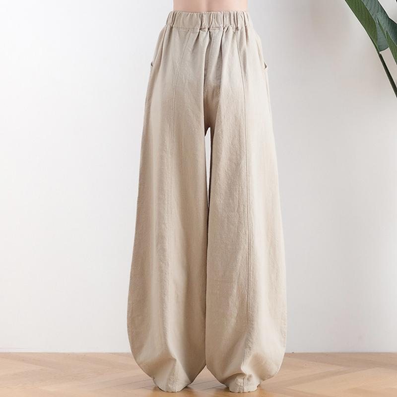 Pantalon Décontracté En Coton Et Lin