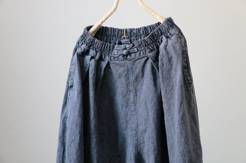 Pantalon Décontracté Pour Femme Teint À L'ancienne En Coton Et Lin