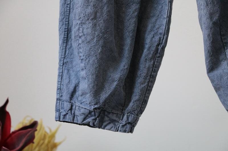 Pantalon Décontracté Pour Femme Teint À L'ancienne En Coton Et Lin