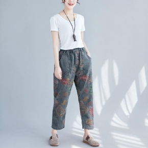 Pantalon Décontracté À Imprimé Floral Vintage Pour Femmes