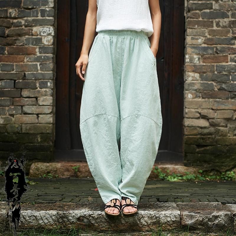 Pantalon Décontracté Lanterne En Coton Printemps Et Été