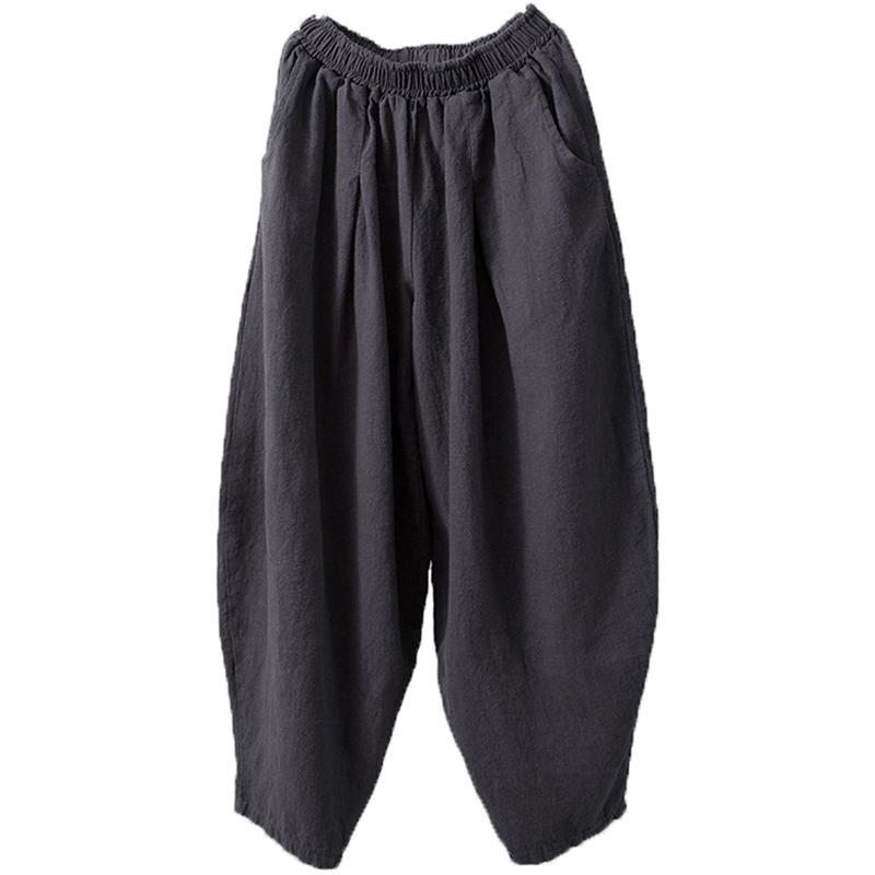 Pantalon Décontracté En Lin Avec Poches En Ramie