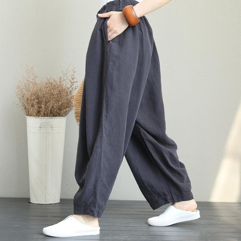 Pantalon Décontracté En Lin À Jambes Larges Pantalon Ample Pour Femme