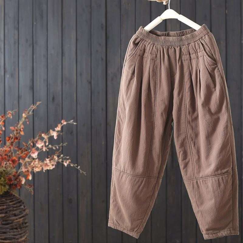 Pantalon Décontracté Rembourré En Coton Épais Rétro D'hiver