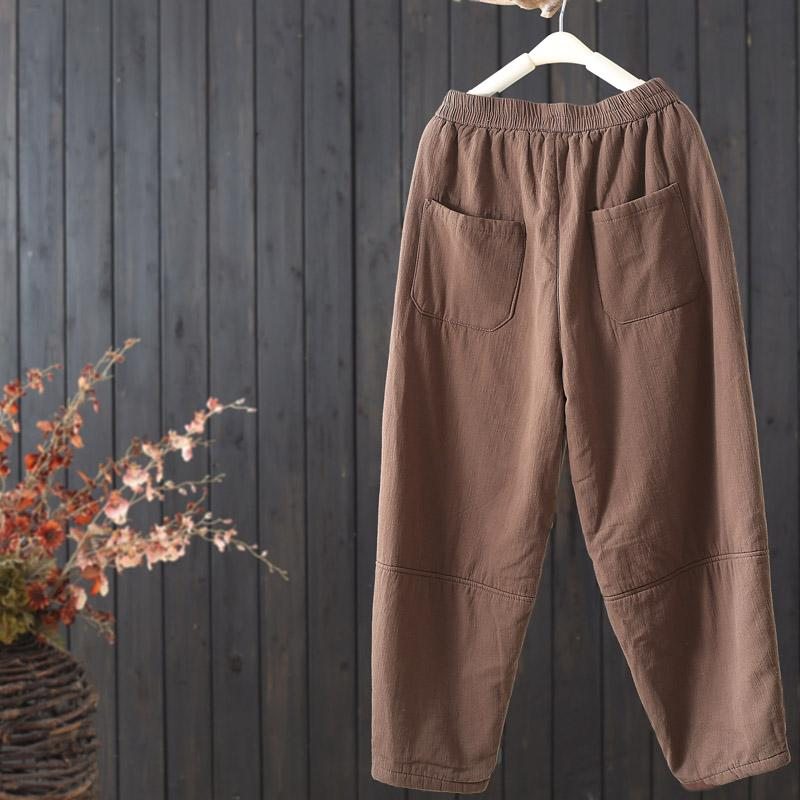 Pantalon Décontracté Rembourré En Coton Épais Rétro D'hiver