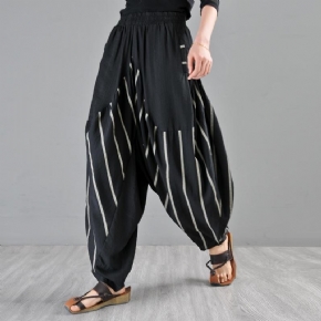 Pantalon Décontracté Taille Élastique À Rayures Lanterne