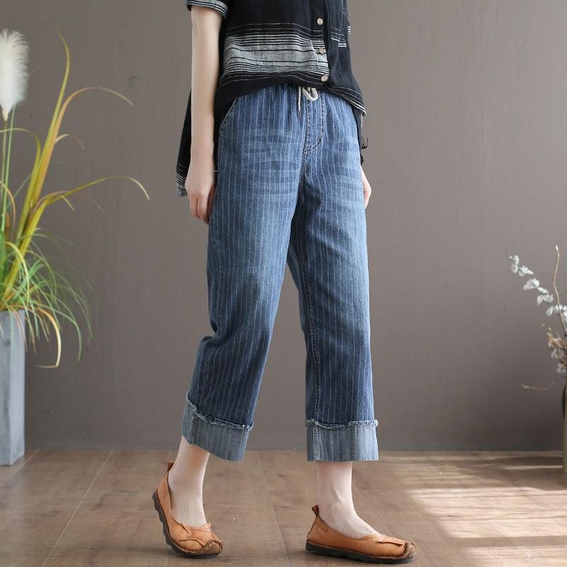 Pantalon En Denim Ample À Jambes Droites Pour Femmes