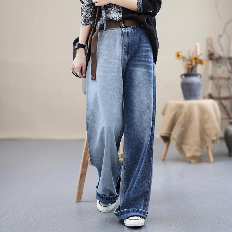 Pantalon En Denim De Coton Inélastique Décontracté D'automne