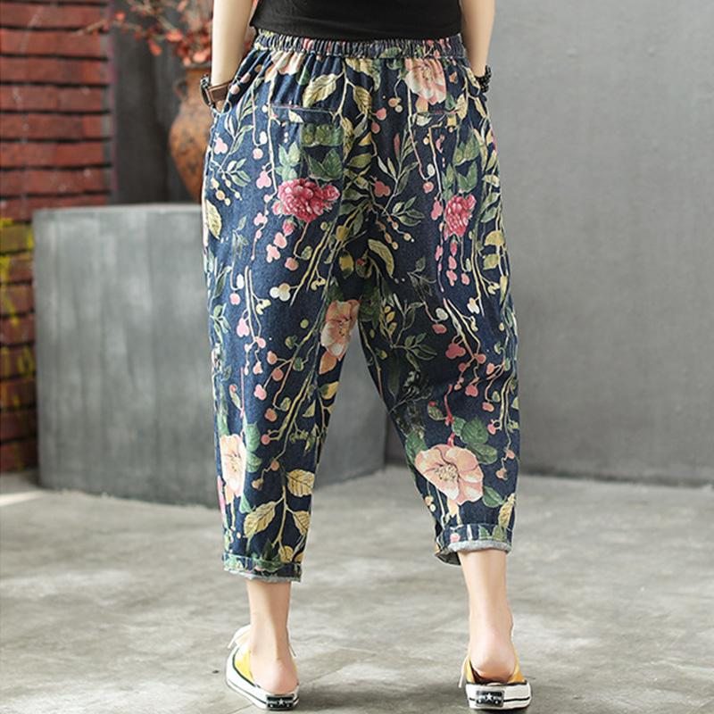 Pantalon D'été Ample À Taille Élastique Et Imprimé De Fleurs