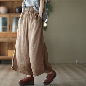 Pantalon D'été Décontracté En Lin Rétro Pour Femmes