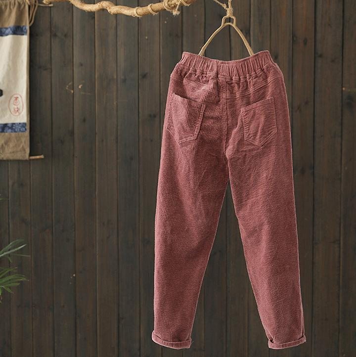 Pantalon Harlan Décontracté En Velours Côtelé Rétro Pour Femme