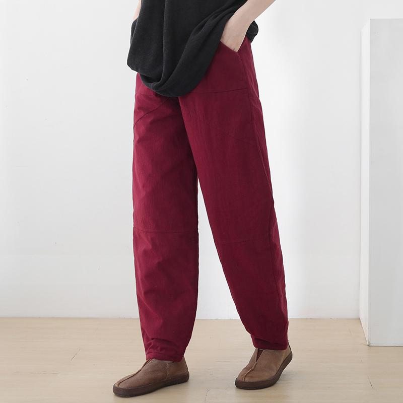 Pantalon D'hiver Ample En Coton Et Lin Pour Femmes