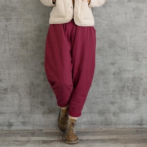 Pantalon D'hiver En Coton Et Lin À Coutures Rétro