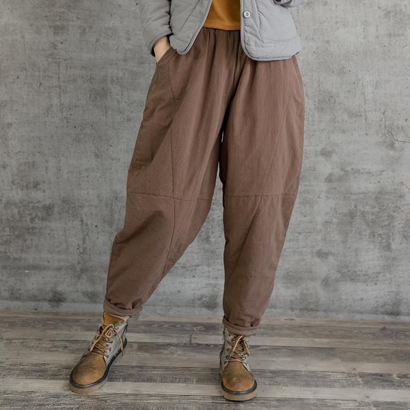 Pantalon D'hiver En Coton Et Lin À Coutures Rétro