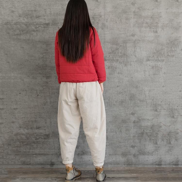 Pantalon D'hiver En Coton Et Lin À Coutures Rétro