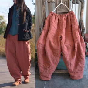 Pantalon D'hiver En Coton Et Lin Rétro Matelassé