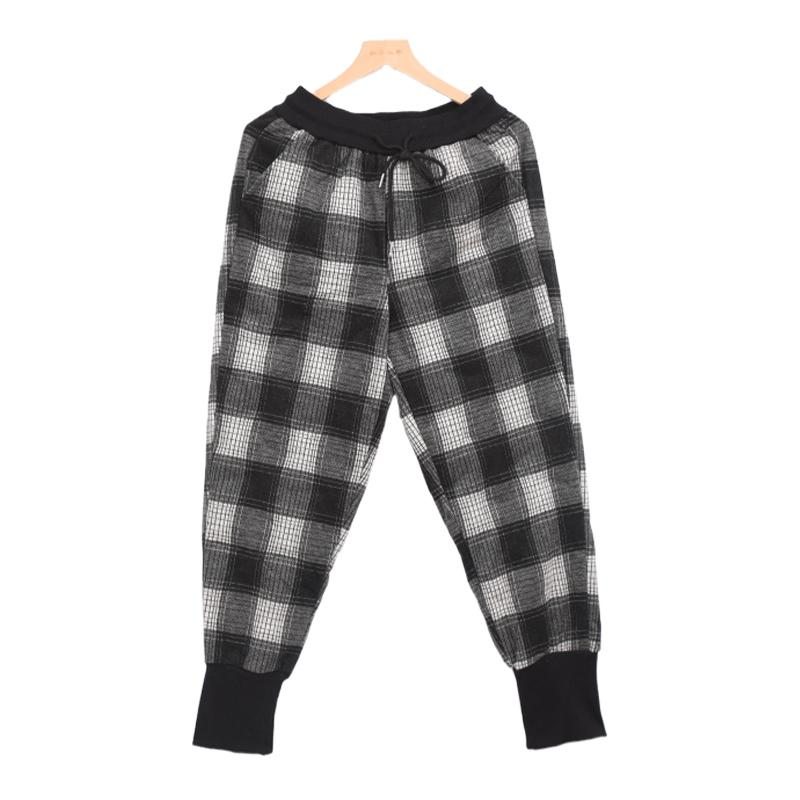 Pantalon D'hiver En Duvet Chaud À Carreaux Rétro