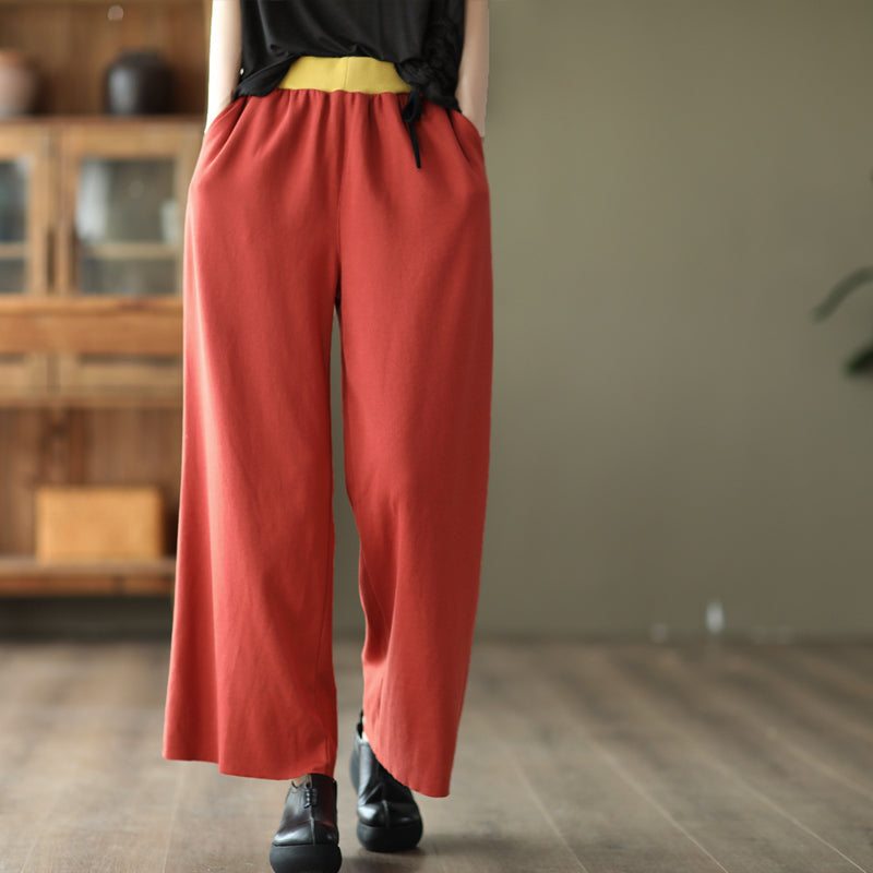 Pantalon À Jambes Larges De Couleur Assortie Pour Femmes De Printemps