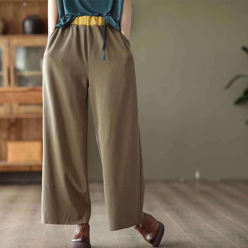 Pantalon À Jambes Larges De Couleur Assortie Pour Femmes De Printemps