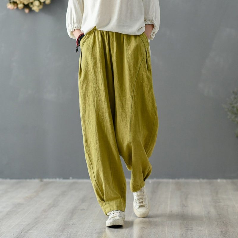 Pantalon Lanterne En Lin Uni