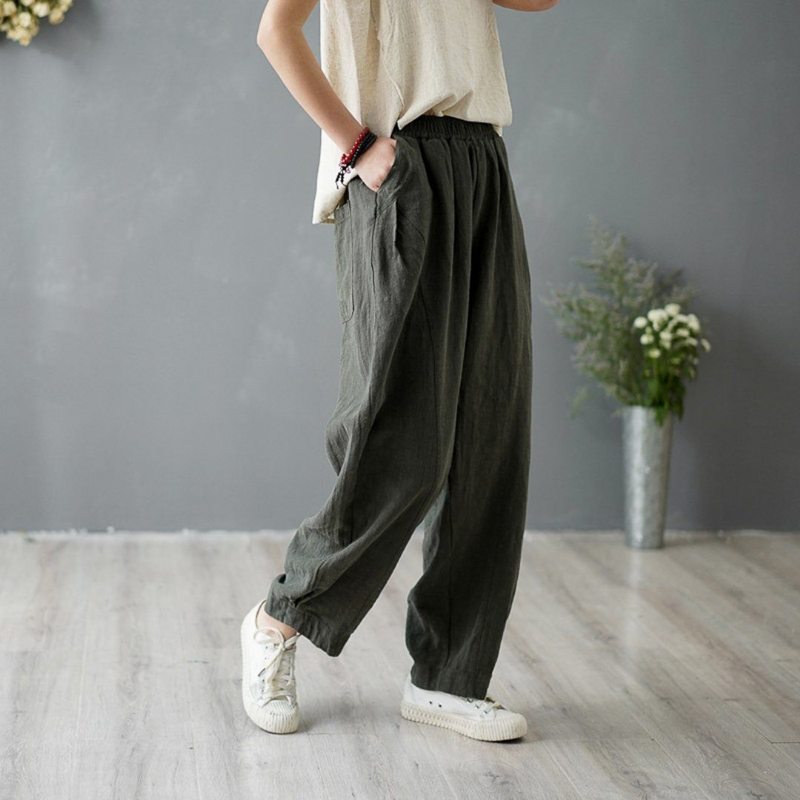 Pantalon Lanterne En Lin Uni