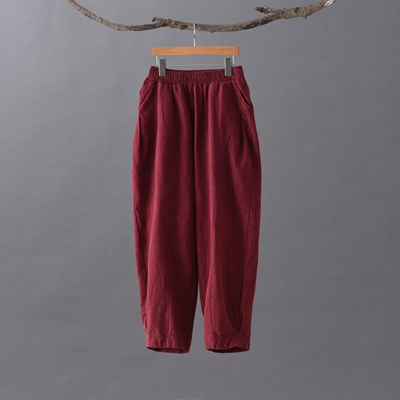 Pantalon Lanterne En Lin Uni