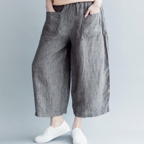 Pantalon Large En Coton Et Lin Pantalon Décontracté