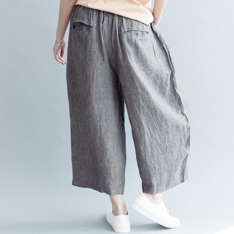 Pantalon Large En Coton Et Lin Pantalon Décontracté