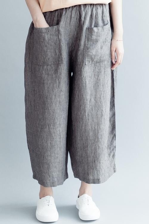 Pantalon Large En Coton Et Lin Pantalon Décontracté